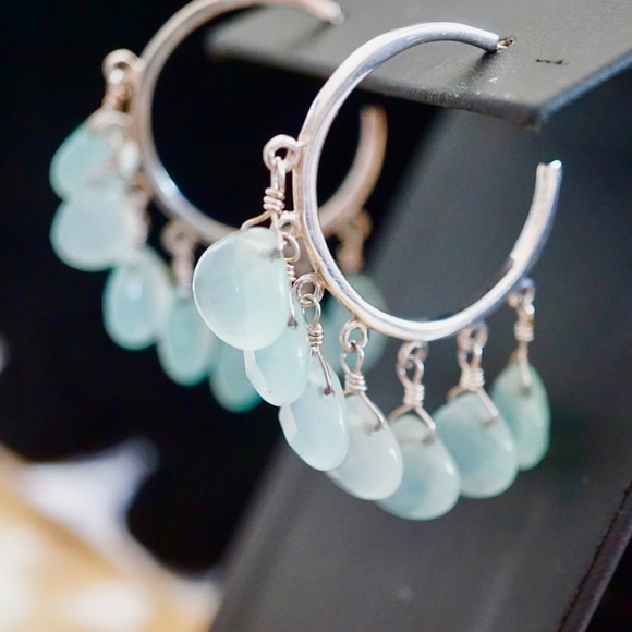 Sterling 20ct Genuine Aquamarine Earrings - Picture 2 of 8